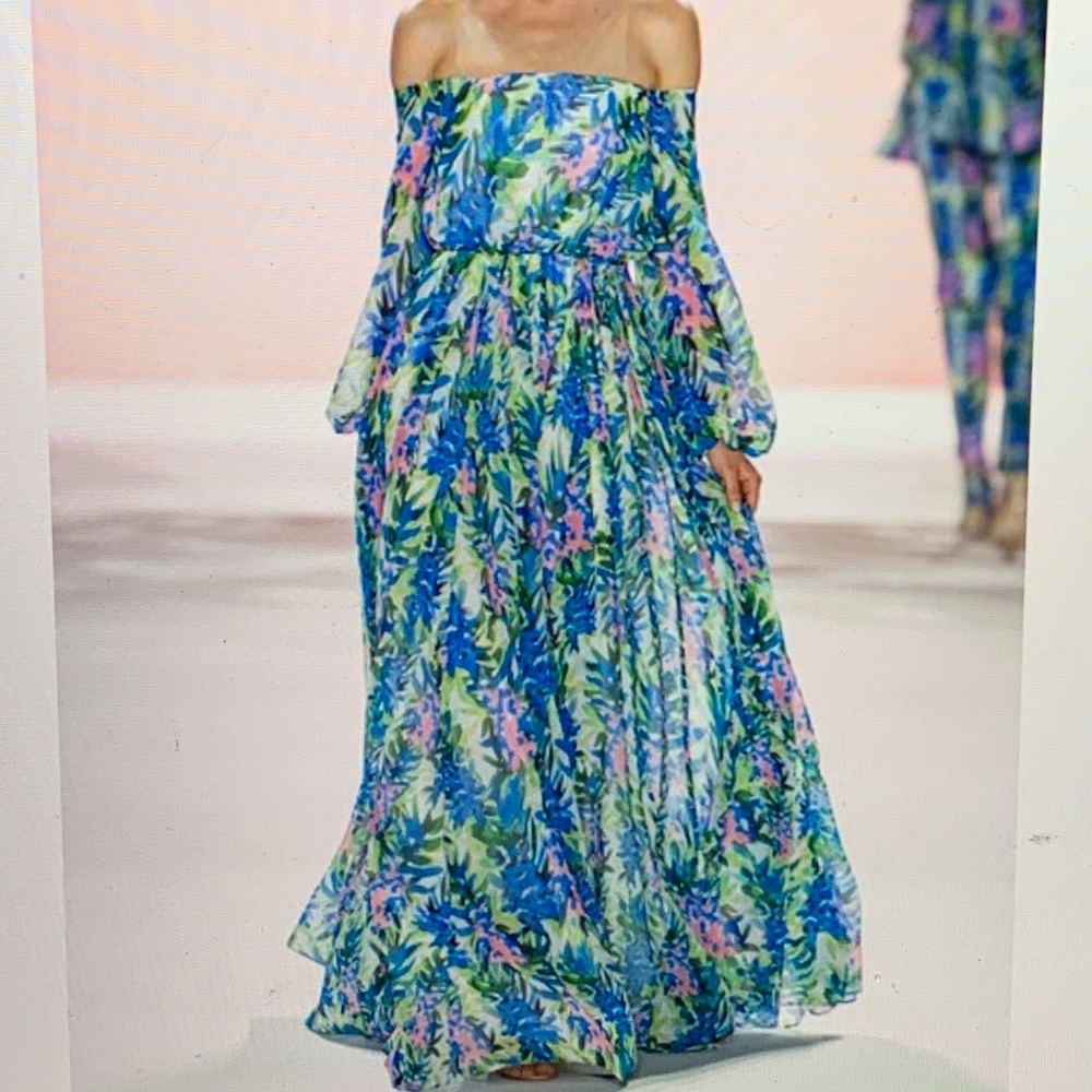 NWT Runway Montego Bay Floral Print Gown